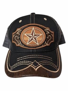 Western Texas Lone Star Trucker Hat Black Brown Mesh Snapback Embroidered Cap